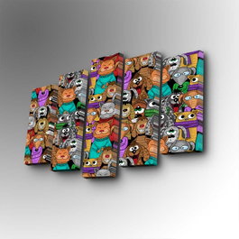Wallity 5PUC-097 Cuadro Decorativo en Lienzo de 5 Piezas Multicolor